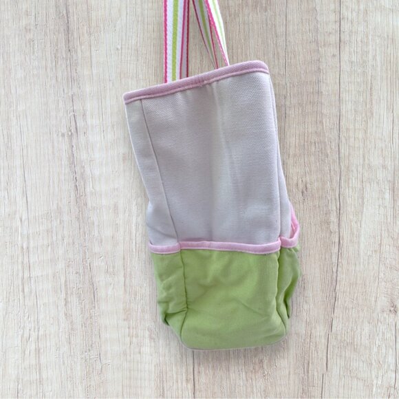 LILLY PULITZER Vintage Canvas Tote Bag Pockets Beach Diaper School Pink Green - Picture 4 of 11